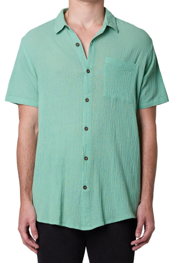 ROLLAS Mens Bon Crepe Short Sleeve Shirt - Sea Foam, MENS SHIRTS, ROLLAS, Elwood 101