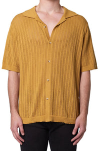 ROLLAS Mens Bowler Knit Short Sleeve Shirt - Gold, MENS SHIRTS, ROLLAS, Elwood 101