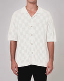 ROLLAS Mens Checker Knit Short Sleeve Shirt - Natural, MENS SHIRTS, ROLLAS, Elwood 101