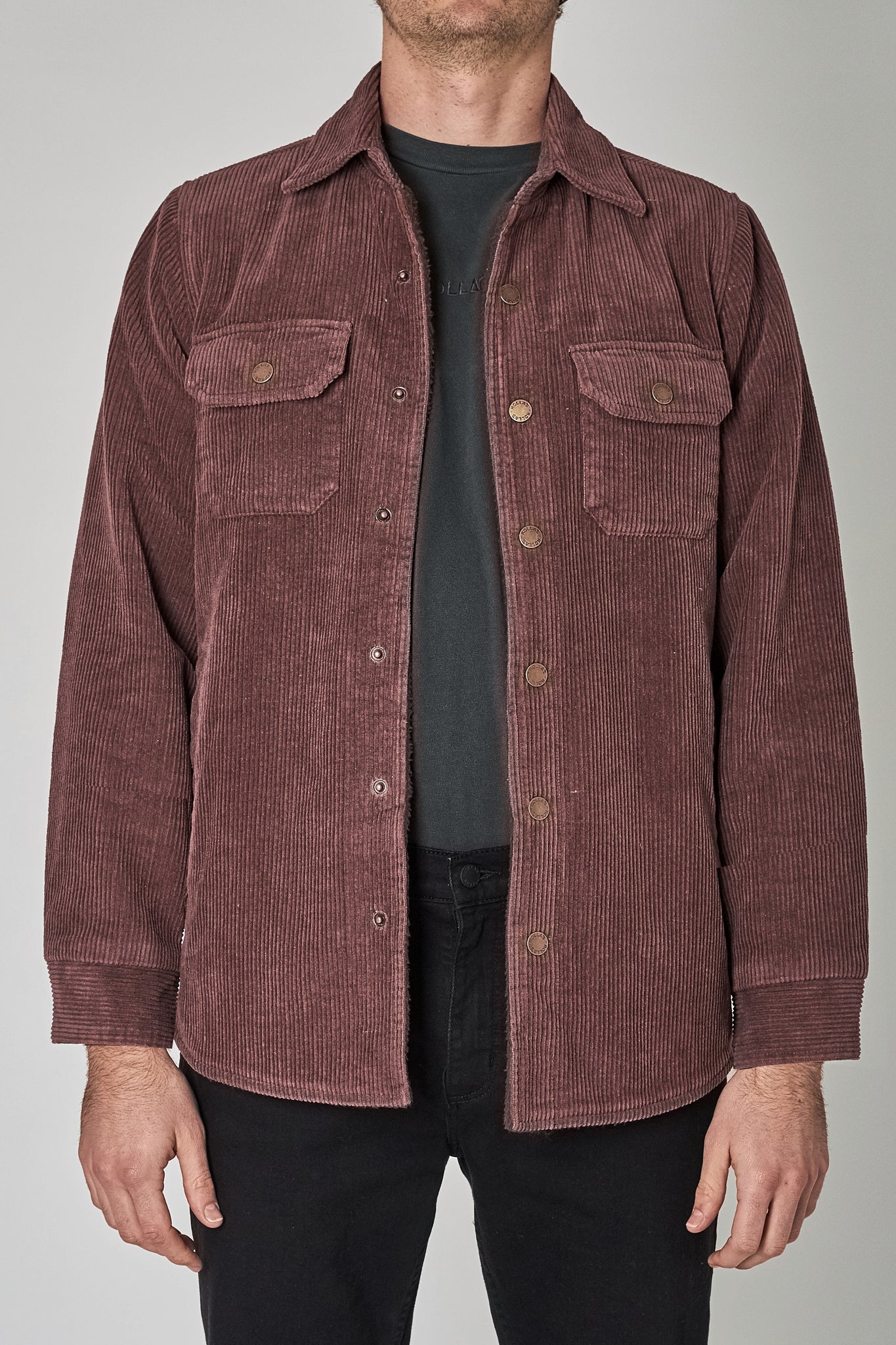 ROLLAS Mens Men At Work Cord Shacket Brown Cord Elwood 101