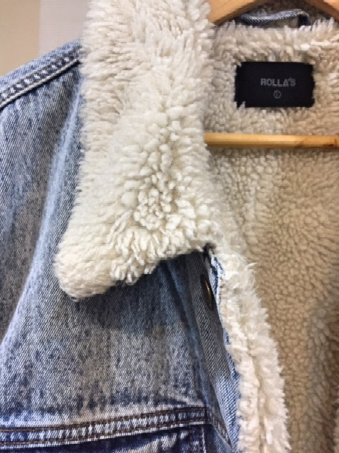Rollas MENS DENIM SHERPA JACKET BOGAN BLUE Elwood 101