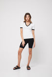 Rozalia Russian x Atoir WOMENS THE COLLAR TEE - WHITE/BLACK, WOMENS TEES & TANKS, APPAREL BY ROZALIA, Elwood 101