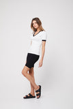 Rozalia Russian x Atoir WOMENS THE COLLAR TEE - WHITE/BLACK, WOMENS TEES & TANKS, APPAREL BY ROZALIA, Elwood 101