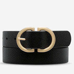 STATUS ANXIETY Womens In Reverse Leather Belt - Black/Gold, WOMENS BELTS, STATUS ANXIETY, Elwood 101