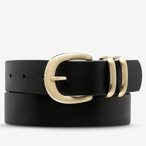 STATUS ANXIETY Womens Let It Be Leather Belt - Black/Gold, WOMENS BELTS, STATUS ANXIETY, Elwood 101
