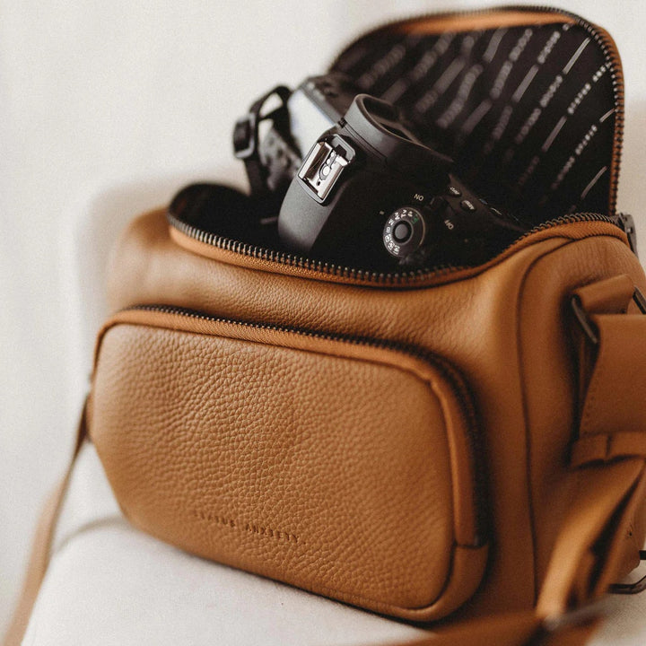 STATUS ANXIETY Loved You First Leather Camera Bag - Tan, WOMENS BAGS & CLUTCHES, STATUS ANXIETY, Elwood 101