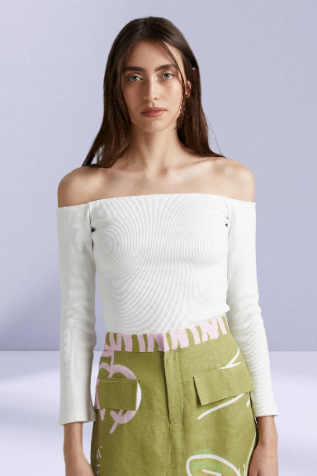 SUMMI SUMMI Womens Long Sleeve  Off The Shoulder Top - Cloud, WOMENS TOPS & SHIRTS, SUMMI SUMMI, Elwood 101