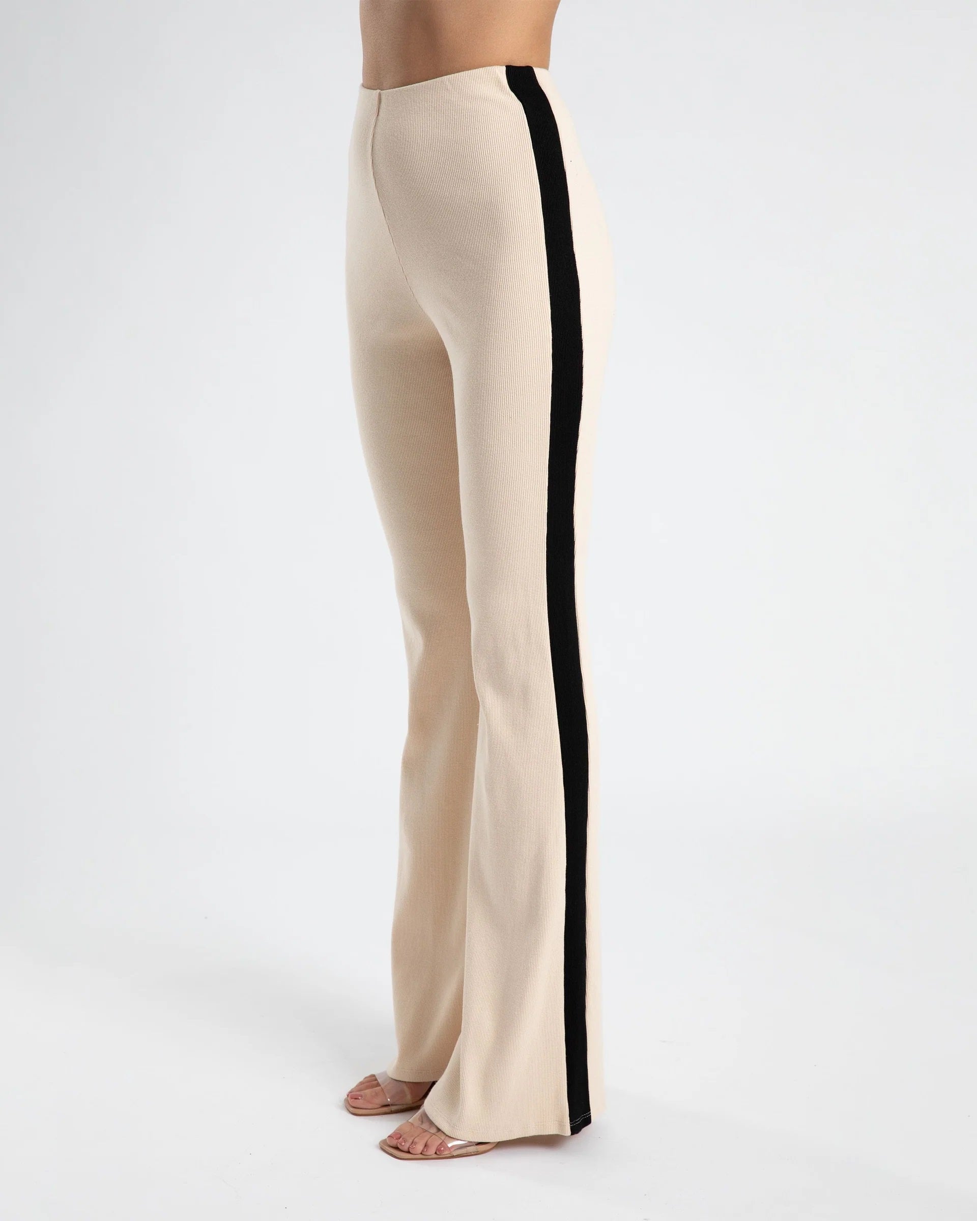 SUMMI SUMMI Womens Flare Pant Cream Black Stripe Elwood 101