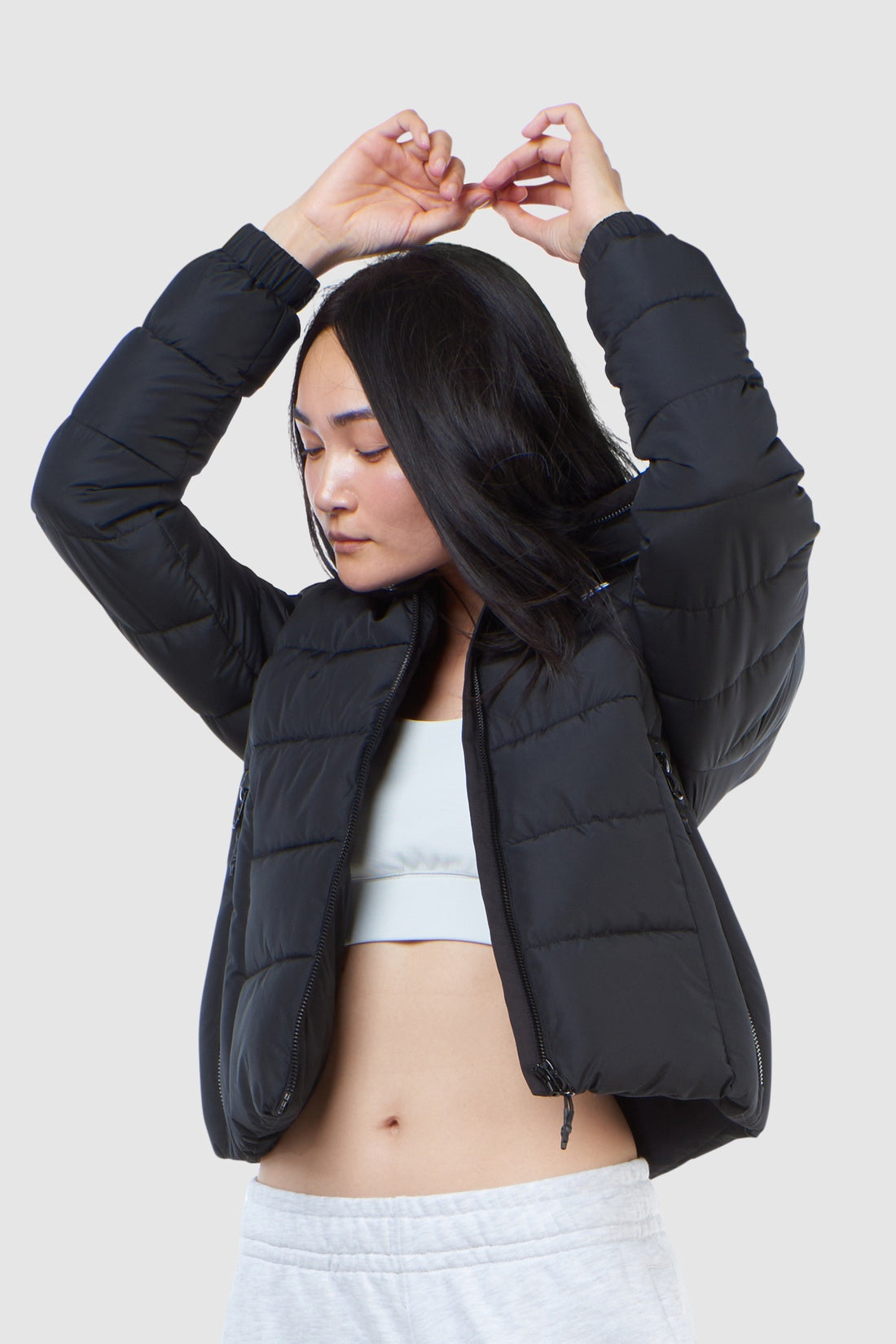 Womens - Hooded Spirit Sports Puffer Jacket in Black