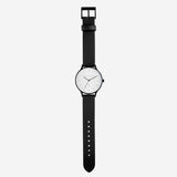 Status Anxiety INERTIA WATCH - BLACK CASE- WHITE FACE-BLACK LEATHER STRAP, WATCHES, STATUS ANXIETY, Elwood 101