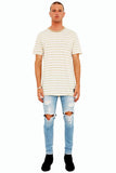 The People Vs MENS 1CM STRIPE TEE BEIGE WHITE, MENS TEE SHIRTS, THE PEOPLE VS, Elwood 101