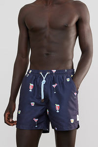 Skwosh Club MENS COCKTAIL PARTY SWIM SHORTS - INDIGO COCKTAIL PRINT, MENS SHORTS, SKWOSH CLUB, Elwood 101