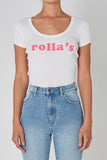 Rollas WOMENS DISCO RIB LOGO TEE - PINK CORDIAL, WOMENS TEES & TANKS, ROLLAS, Elwood 101