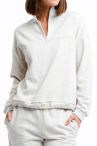 Casa Amuk WOMENS 1/4 ZIP JUMPER - WHITE MARLE, WOMENS KNITS & SWEATERS, CASA AMUK, Elwood 101