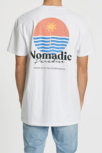 Nomadic Paradise MENS PALM TREE STANDARD TEE - WHITE, MENS TEE SHIRTS, NOMADIC PARADISE, Elwood 101