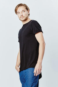 Casa Amuk MENS BASIC RAW HEM TALL TEE BLACK, MENS TEE SHIRTS, CASA AMUK, Elwood 101