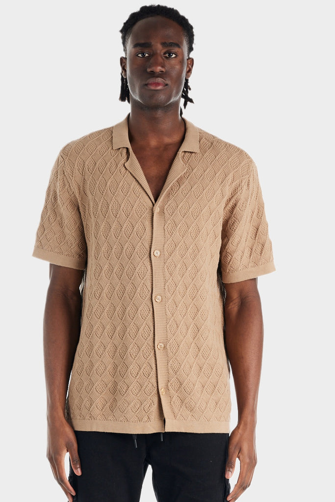 nANA jUDY Mens Antibes Knit Short Sleeve Shirt - Beige – Elwood 101