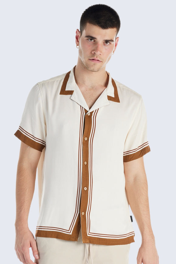 nANA jUDY Mens Lewis Short Sleeve Shirt - Bone, MENS SHIRTS, NANA JUDY, Elwood 101