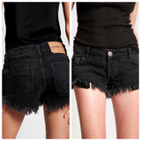 OneTeaspoon Womens Worn Black Bonitas Low Waist Denim Shorts - Worn Black, WOMENS SHORTS, OneTeaspoon, Elwood 101